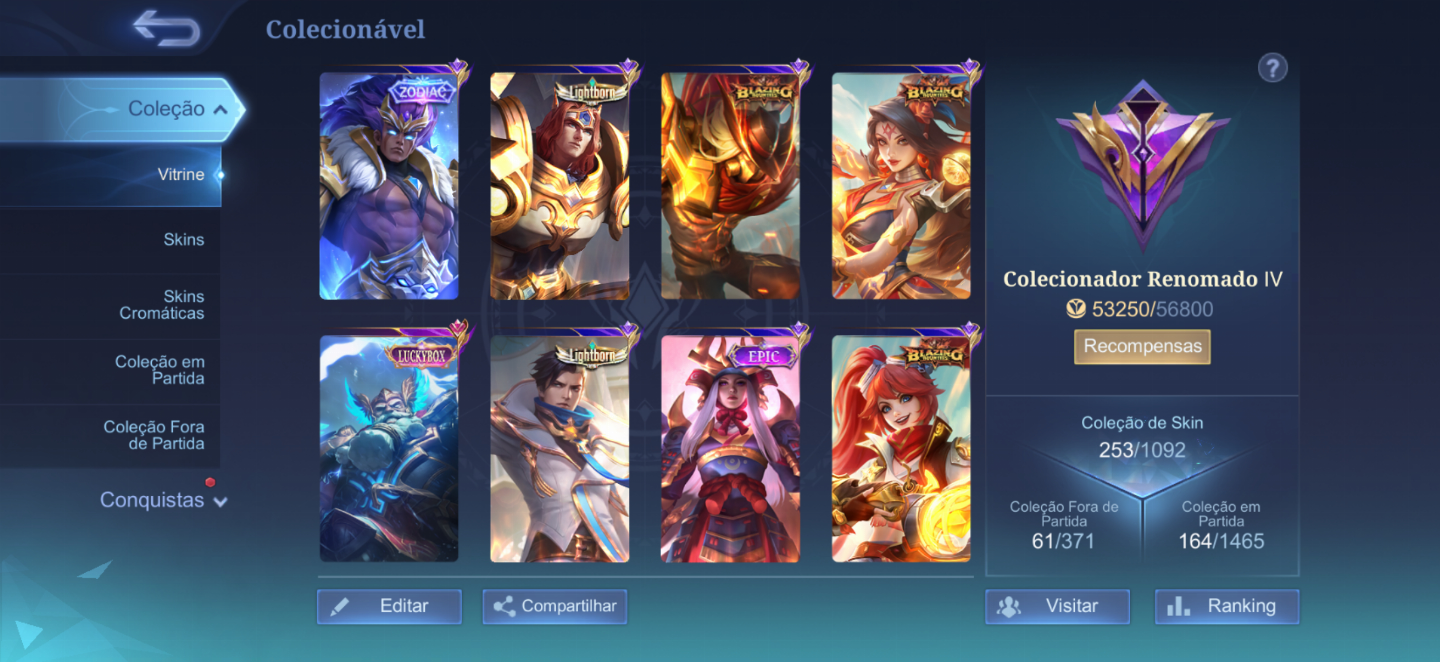 Conta Mobile Legends FULL | Todos Heróis + Skins Raras | Glória Mítica