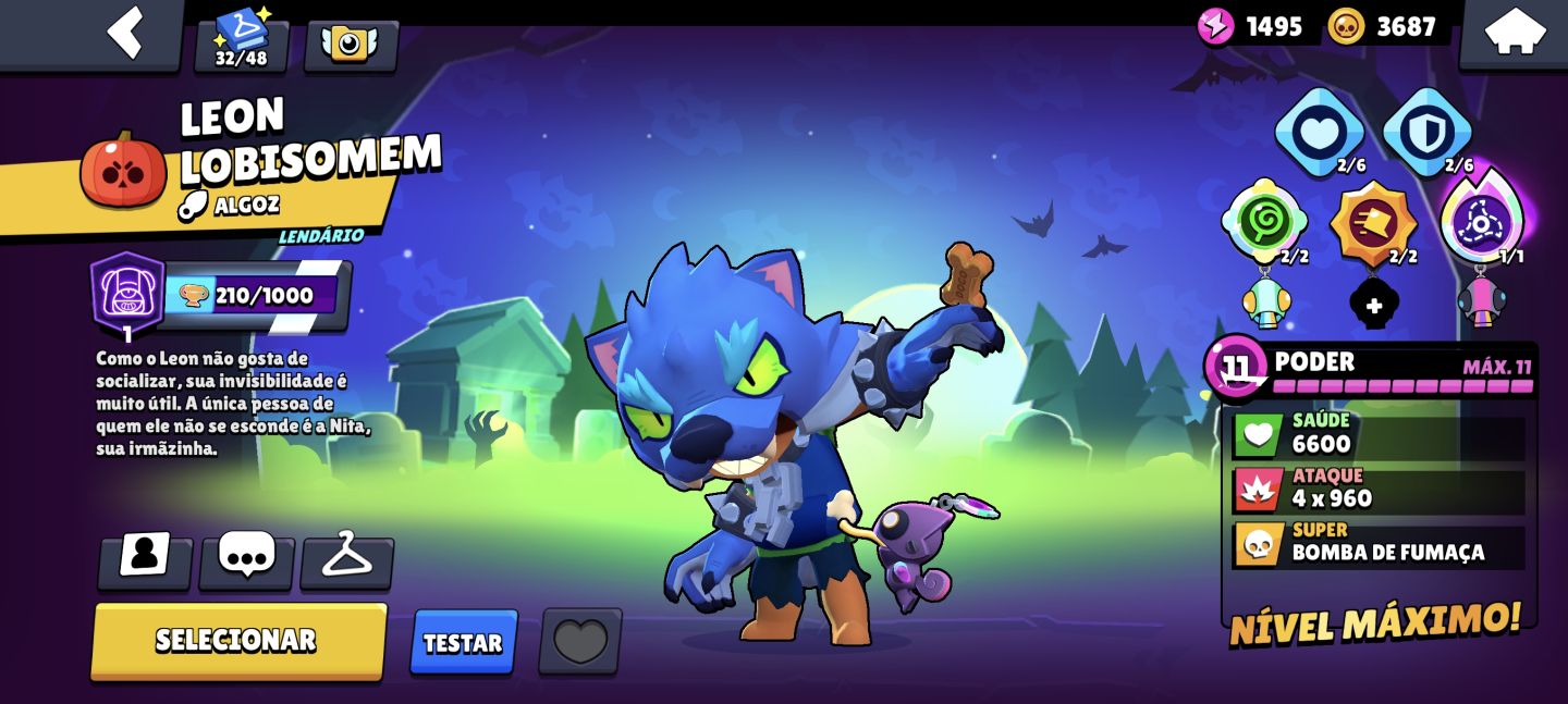 CONTA BRAWL STARS 2019 COM SHELLY BRUXA E LEON LOBISOMEM