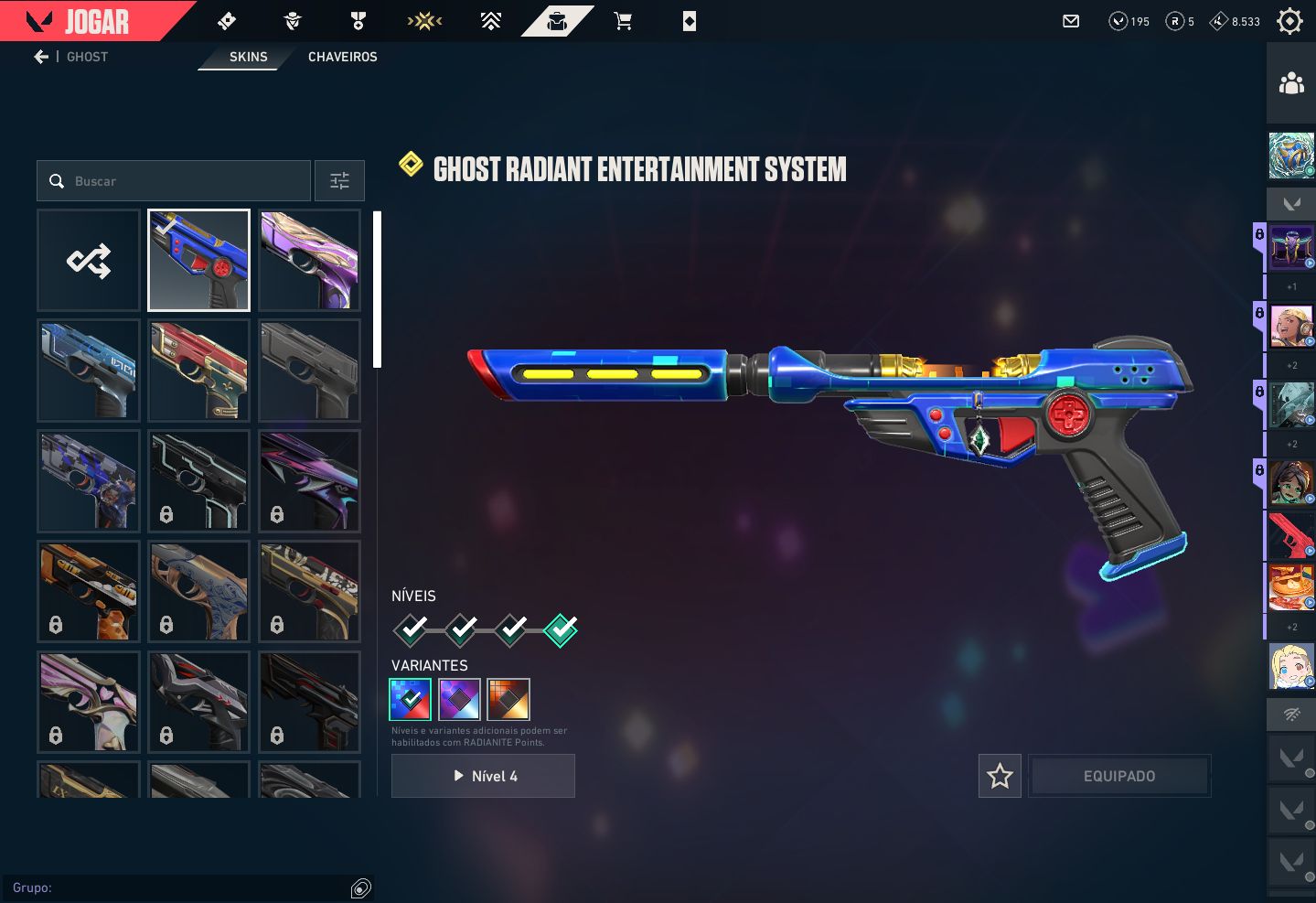 Conta Valorant, diversas skins de valndal
