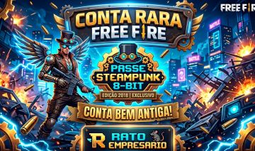 CONTA VETERANA FREE FIRE PASSE STEAMPUNK (2018) + 8-BIT