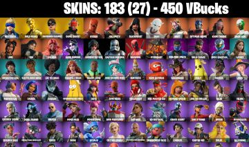183 Skins - neo versa, gold midas, game knight, unchained ramirez, 450 vbucks