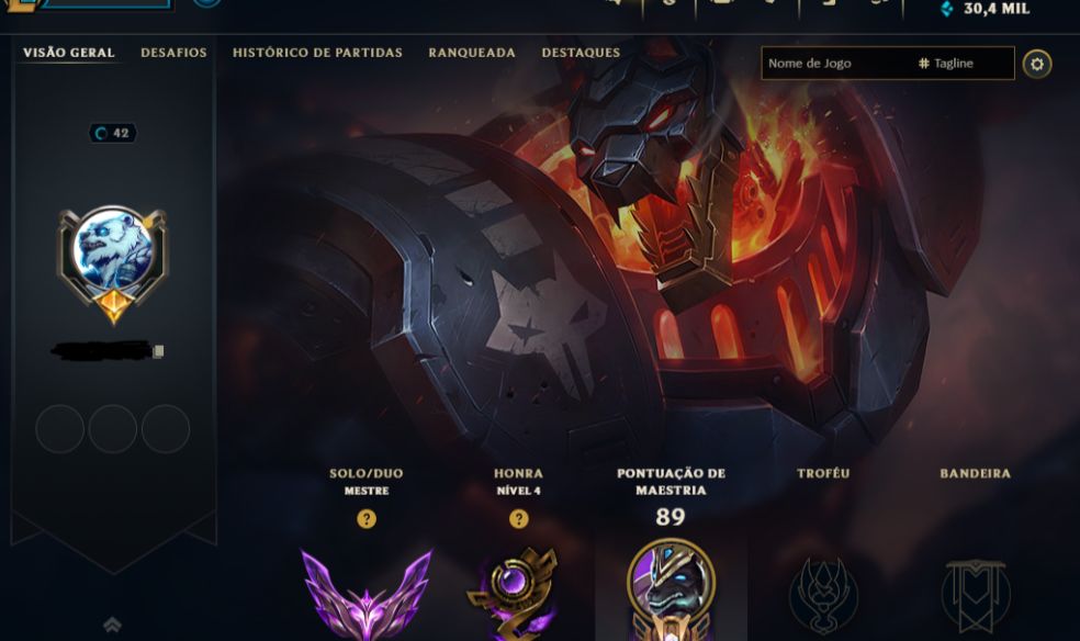CONTA LOL MESTRE 65% WIN RATE/46 SKINS/30K DE ESSENCIA/ Lvl 42