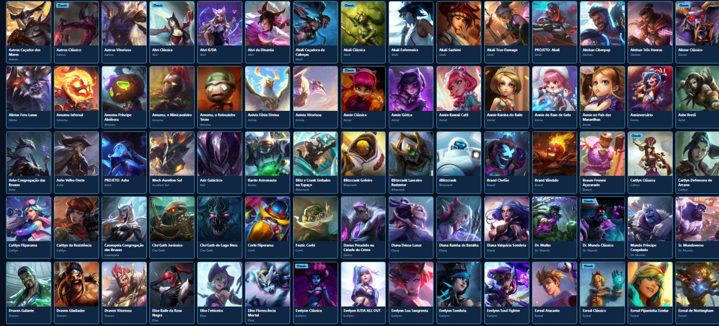 LEAGUE OF LEGENDS 314 SKINS NIVEL 321 TODOS CAMPEOES BRONZE