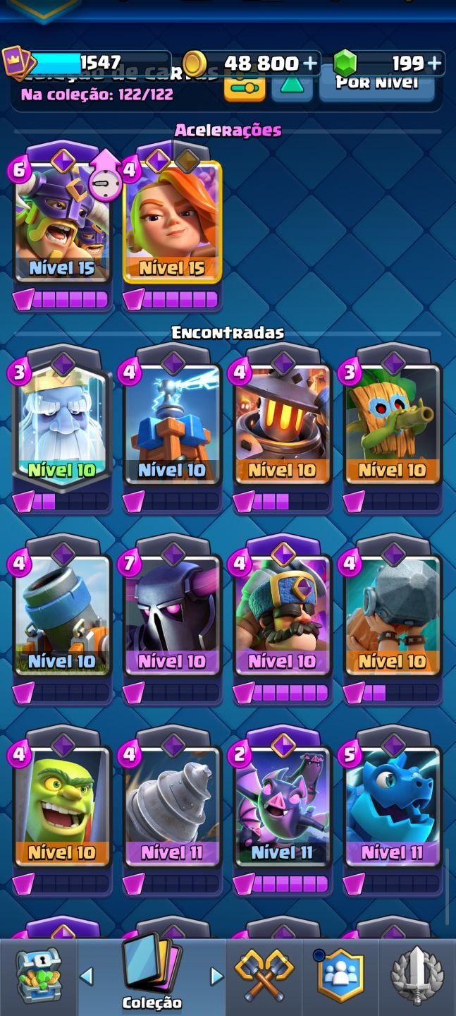 CONTA CLASH ROYALE COMPLETA 122/122 cartas coleção completa