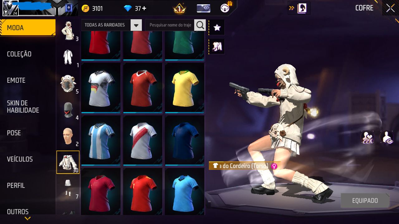 CONTA FREE FIRE PLATINA MODO RANK COM SKINS