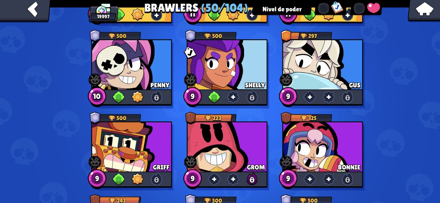 Conta Brawl Stars 19K Troféu | 50 Brawlers 3 lendário | 34 skins
