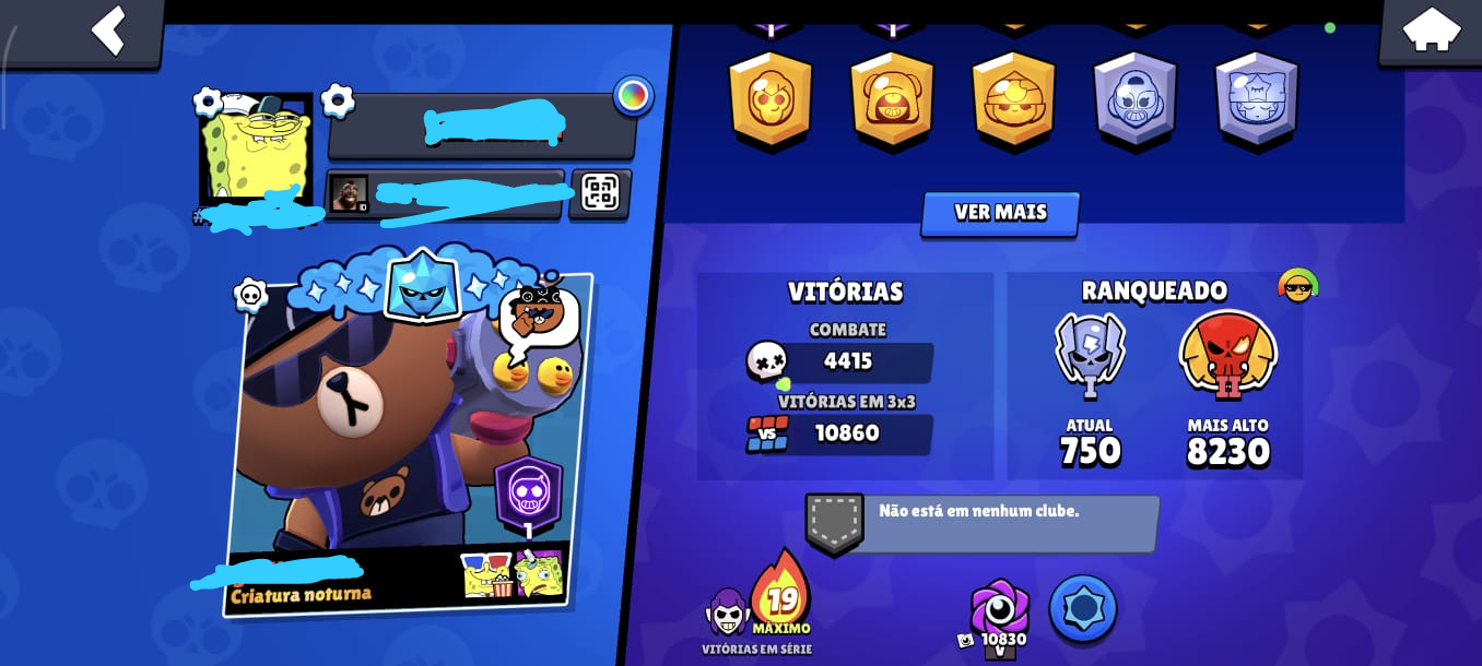 CONTA BRAWL STARS ANTIGA (2019) 96/100 BRAWLERS