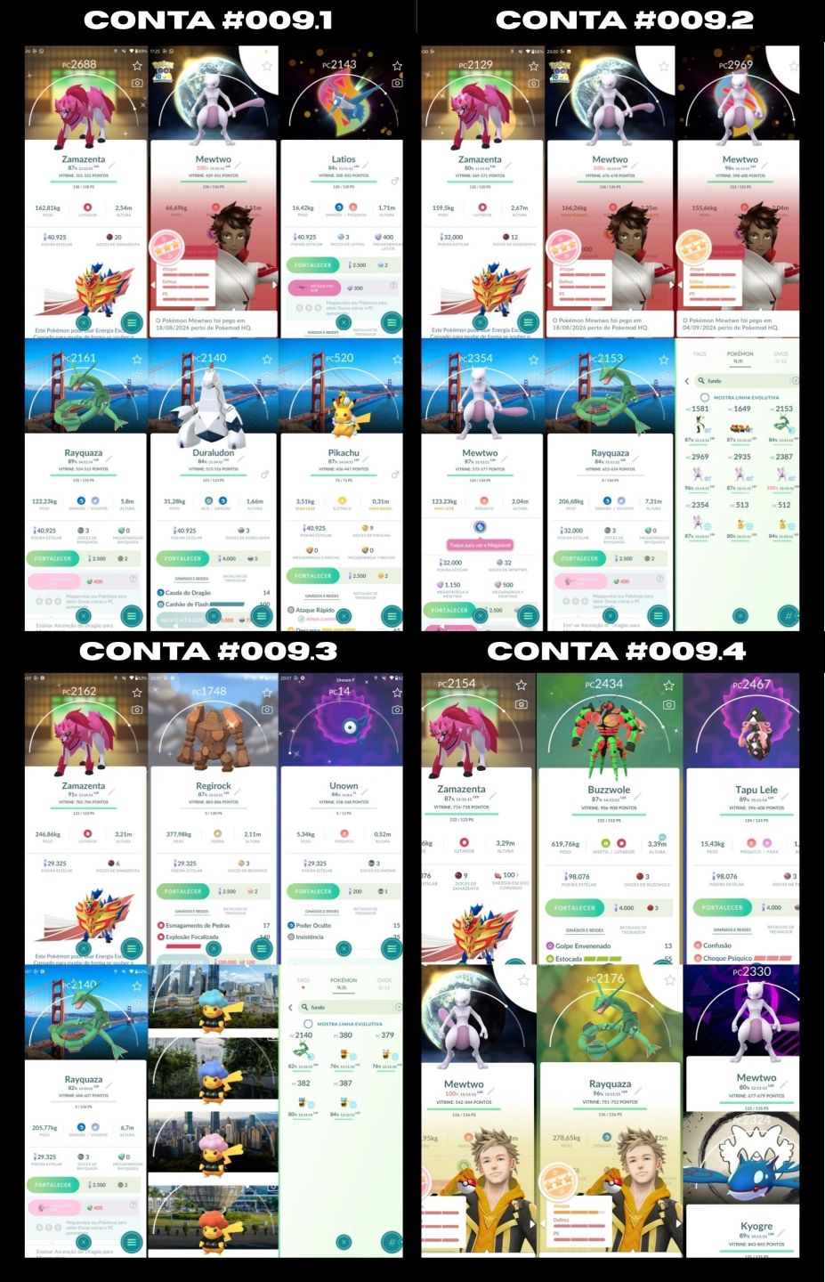 [ENTREGA AUTOMÁTICA] CONTAS PREMIUM LENDARIOS SHINY MEWTWO E MAIS - POKEMON GO