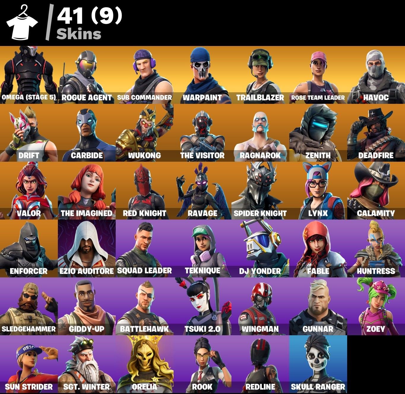 CONTA FORTNITE 41 SKINS COM SALVE O MUNDO FUNDADOR RAIO 75