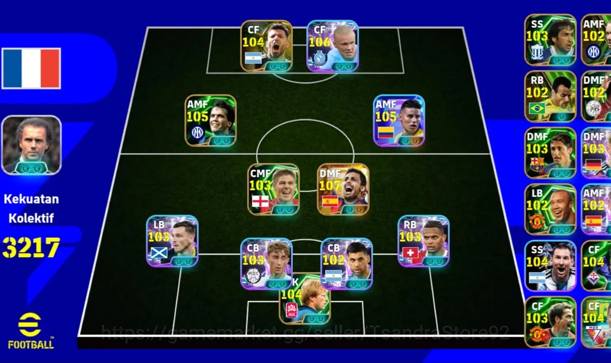 CONTA TOP EFOOTBALL 3217 FC RODRI 107 + HAALAND 106 +MATTHÄUS 105 + BECKENBAUER