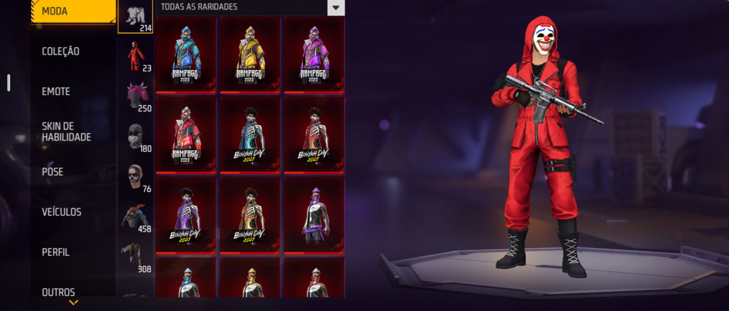 CONTA FREEFIRE GEMADA COM SKINS RARAS E LIMITADAS!