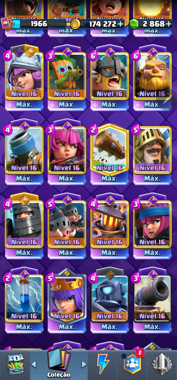 Conta Clash Royale pontuação 1966 - 35evo