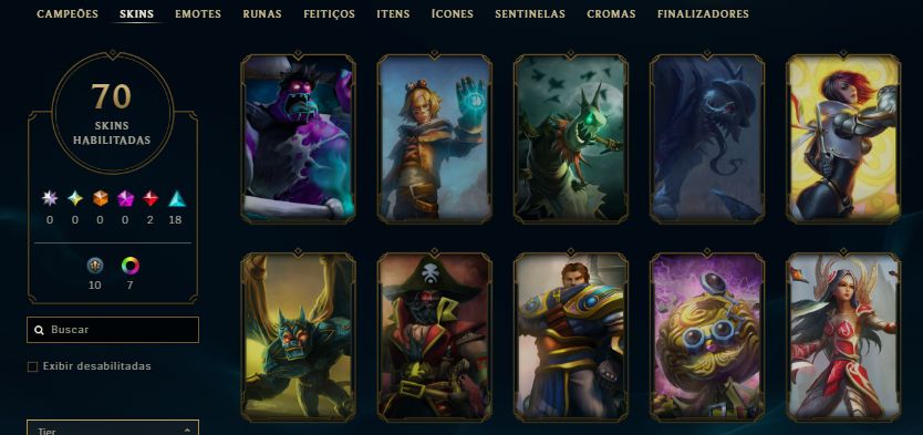 CONTA GOLD 3 / 35 SKINS / KAYN ODISSEIA / YASUO TINTA SOMBRIA COM MOLDURA