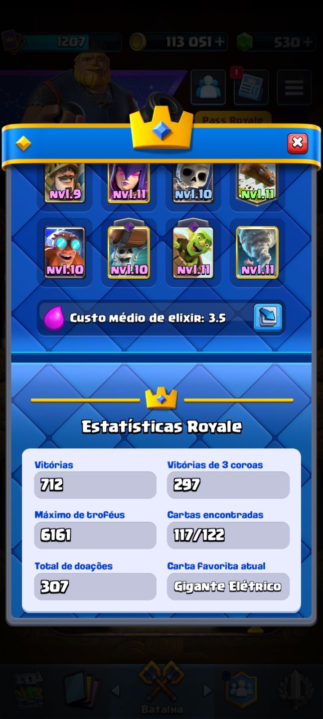 CONTA CLASH ROYALE | 6.161 TROFÉUS | 117/122 CARTAS | 712 VITÓRIAS
