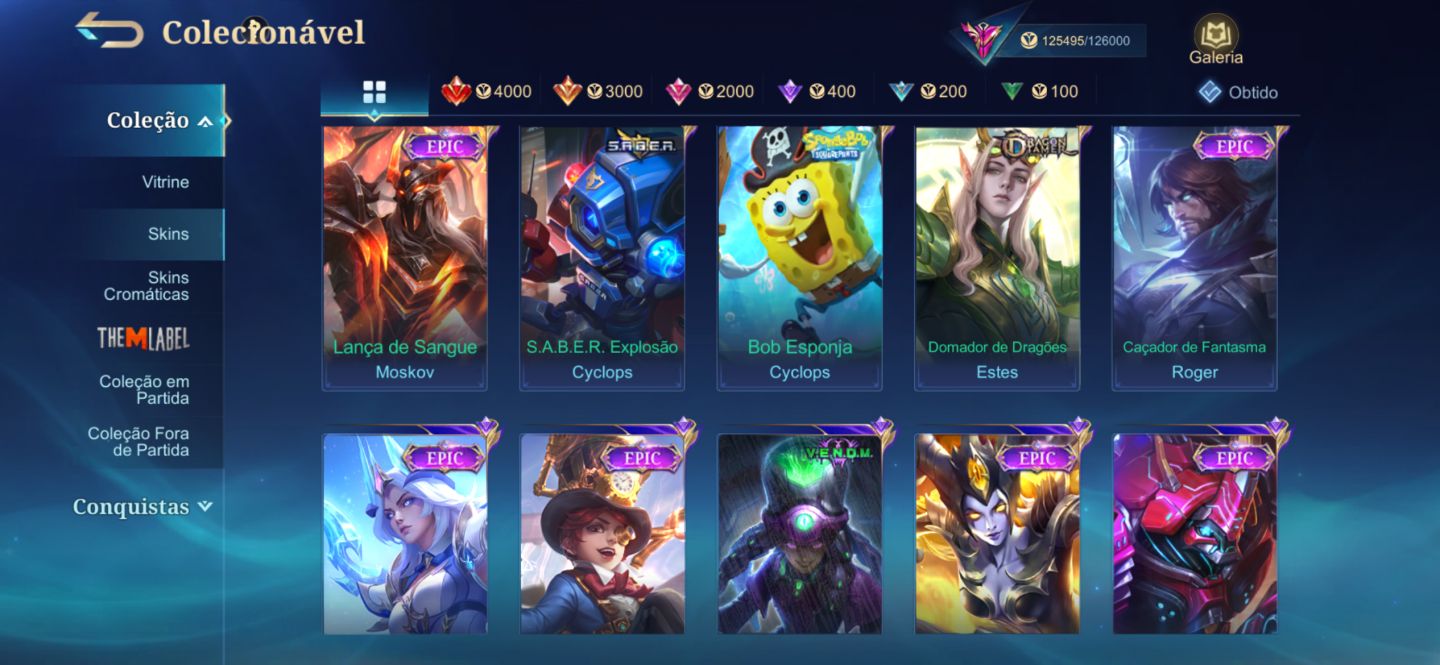 Conta MLBB | 326 Skins, Freya Lenda + Collabs (JJK, AOT, Naruto, HxH)