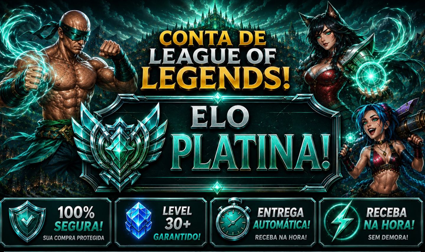 [Entrega Automática] Conta Lol Platina, 25K Ea, 44 Skins, Upada na Mão, Lvl 37