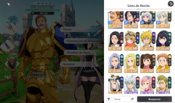 Conta 7DS Origin TOP ESCANOR C10 TJ NV3 35K Todos os personagens Time 121K
