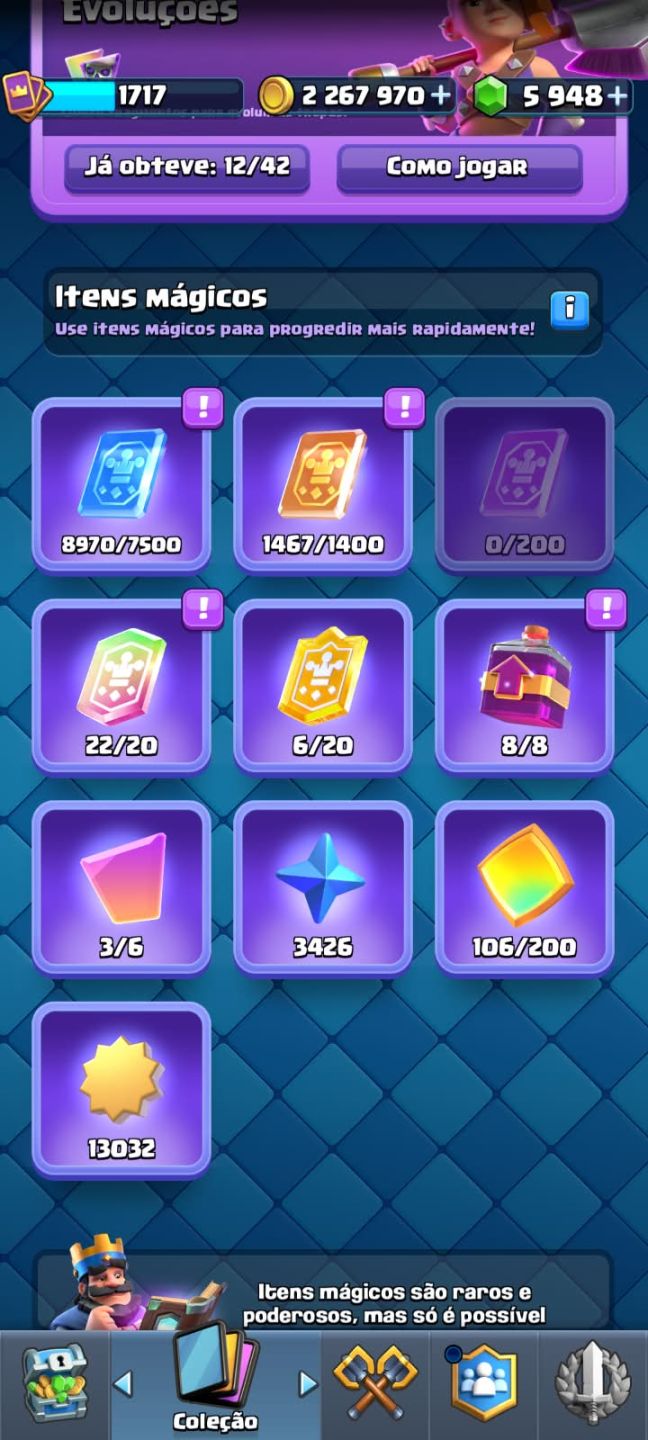 Conta Clash Royale 11.5k Troféus | 12 Evoluções | 5.9k Gemas | 2.2M Ouro