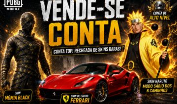 Conta pubg mobile, skin mumia black, skin naruto sabio, m416 glacial,ferrari etc