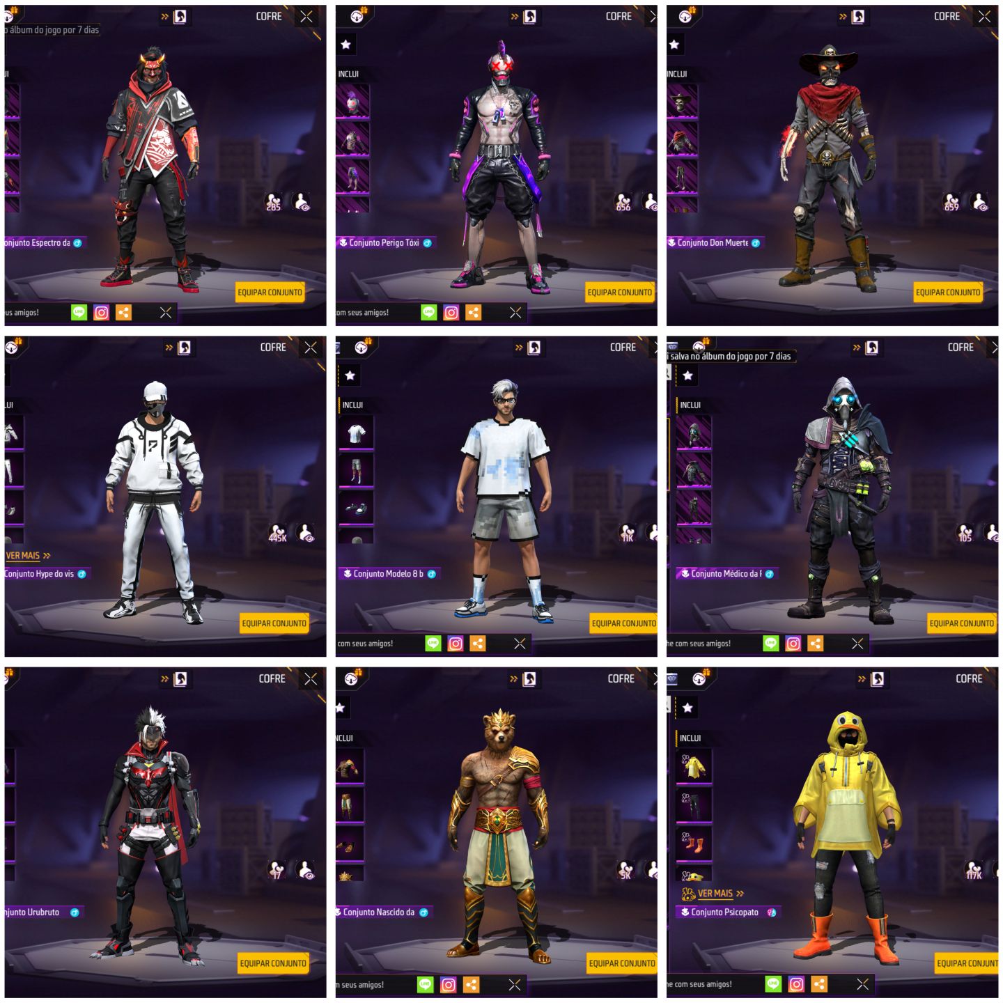 CONTA DE FREE FIRE GEMADA VETERANA UNISSEX FULL ACESSO QUASE 600 PEITORAIS