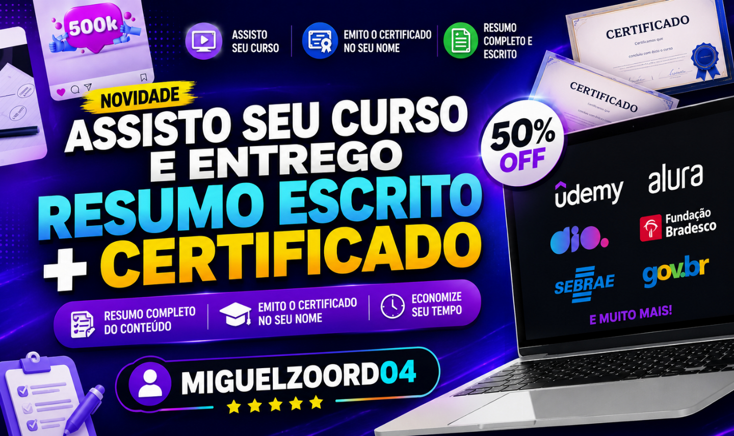 [ NOVIDADE ] - ASSISTO SEU CURSO E ENTREGO RESUMO ESCRITO (COM CERTIFICADO)