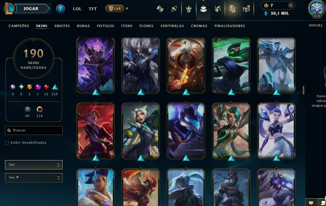 CONTA LEAGUE OF LEGENDS - 190 SKINS | NIVEL 610 | FULL ACESSO