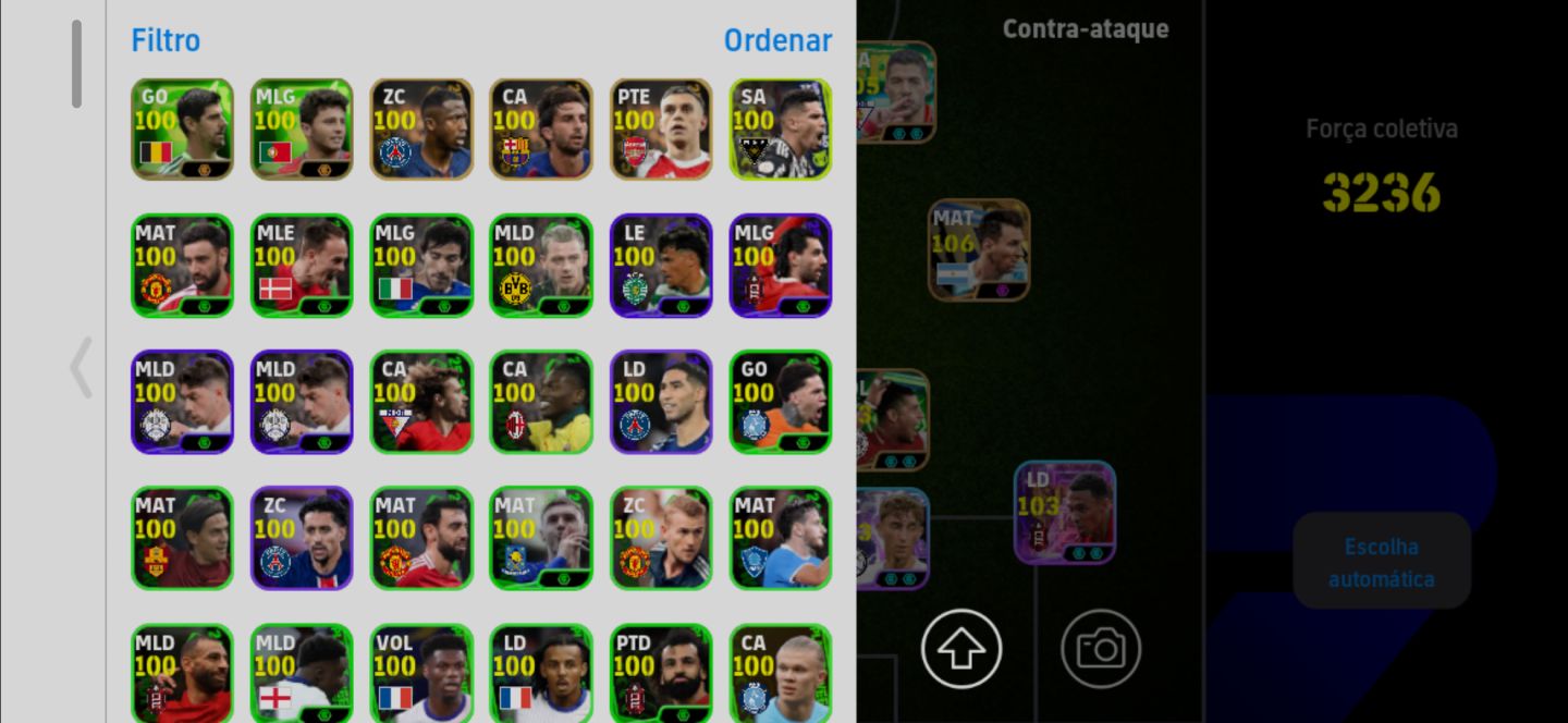 Conta Meta de Efootball Mobile com Messi 2021, Suarez, Cavani, Rivaldo e Mathaus