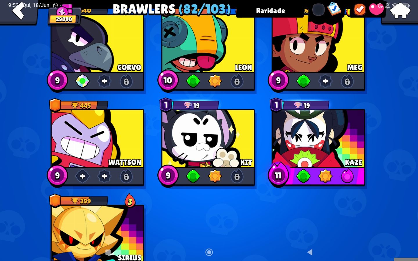 CONTA BRAWLSTARS 34K |+150 SKINS, (INCLUI 6LENDÁRIAS, GODZILA BROCK DAS ANTIGAS)