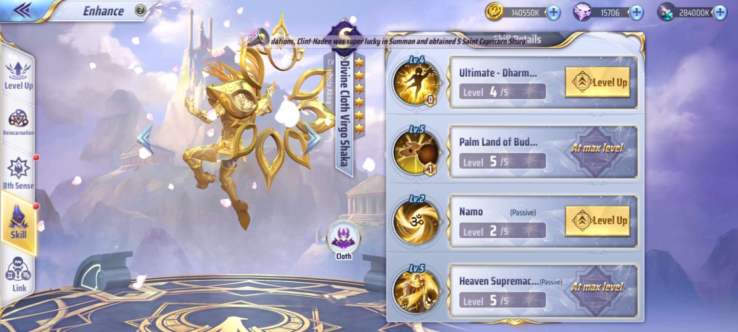 Conta saint seiya awakening servidor 150