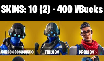 CONTA FORTNITE COM 10 SKINS CARBON COMMANDO/TRILOGY/FIXER/BLUE STRIKER
