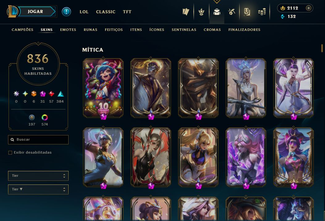 Conta Lol de 2015 / 877 Skins / Nivel 345 / 627 Icones