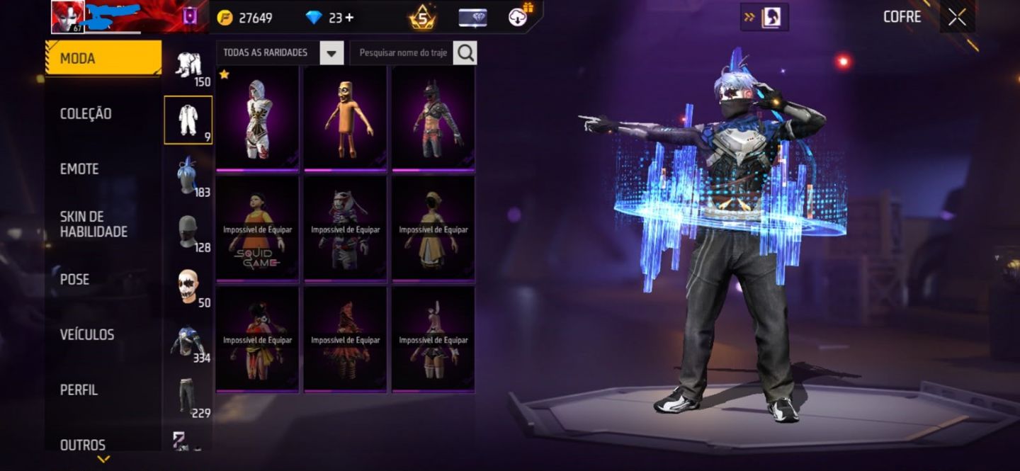 Conta Free Fire com Conjuntos Raros, Skins Exclusivas e Calças Angelicais top!