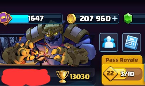 CONTA CLASH ROYALE 13.000 TROFÉUS