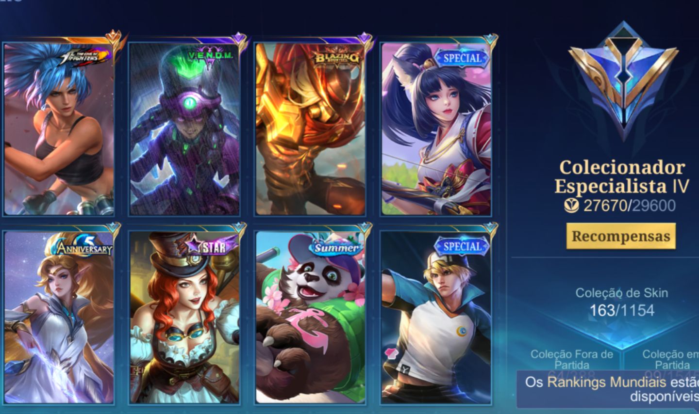 Conta Mobile Legends Com 163 Skins Especialista IV
