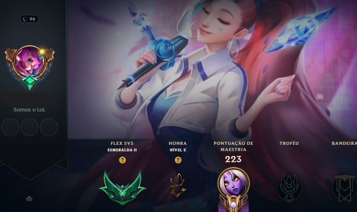 Conta LoL Esmeralda III SoloQ/Esmeralda II Flex/64 skins/Ultimate Seraphine