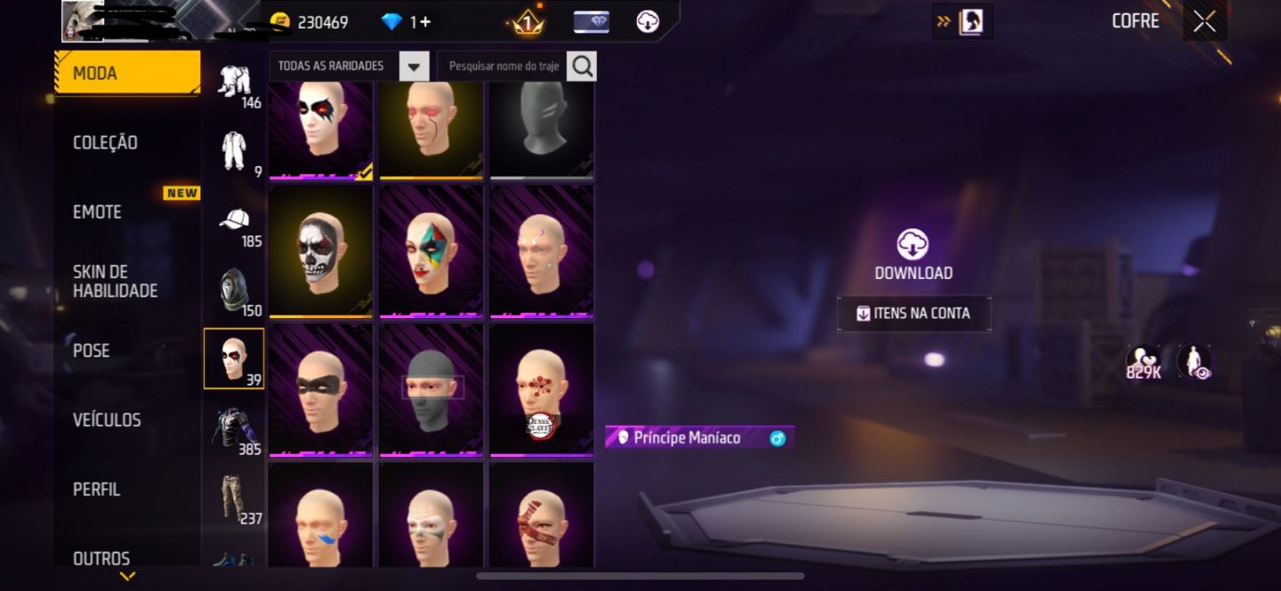 Conta Free fire level +70 com punho e naruto e tudo mais!!