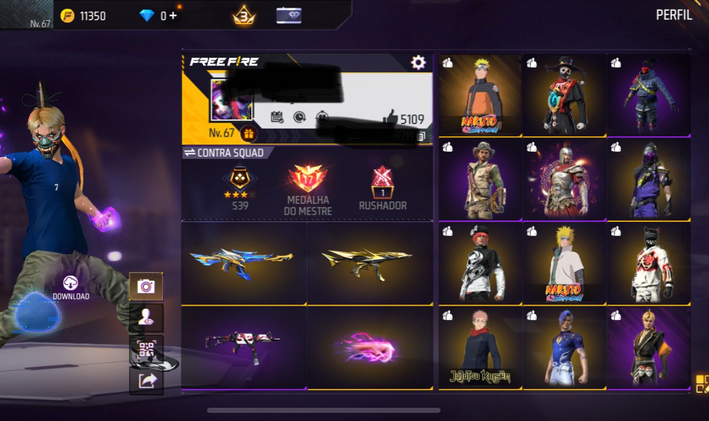 CONTA DE FREE FIRE | UMP ATT SAKURA | AVENTUREIRO, FITINHA | PREÇO ÚNICO!!