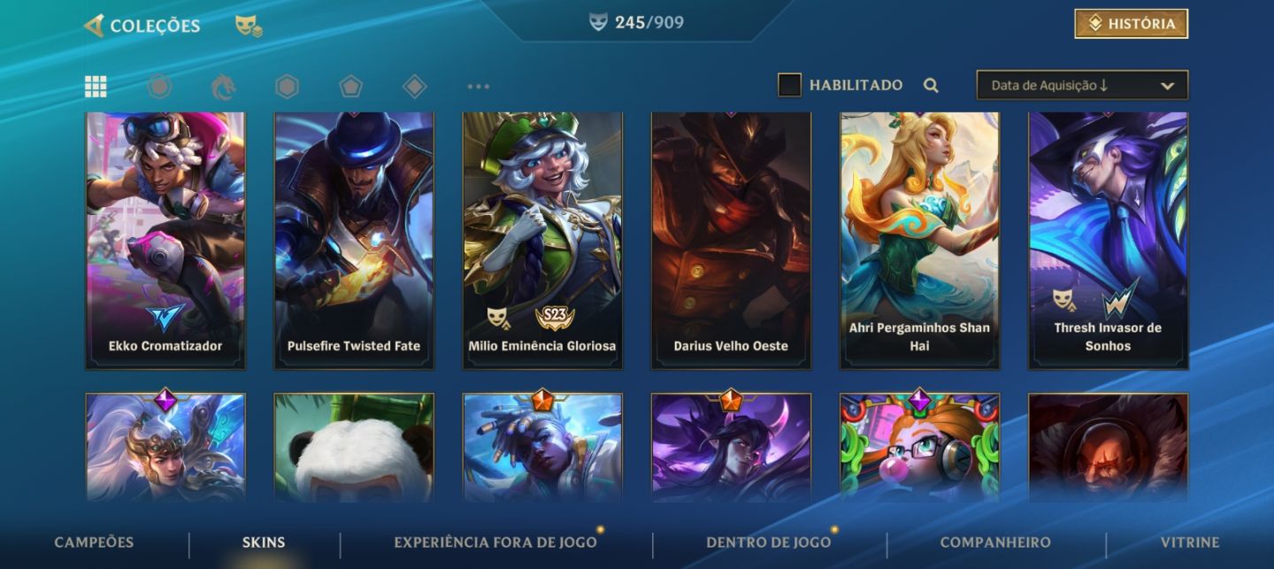 Conta wild Rift com skin Raras Lendárias