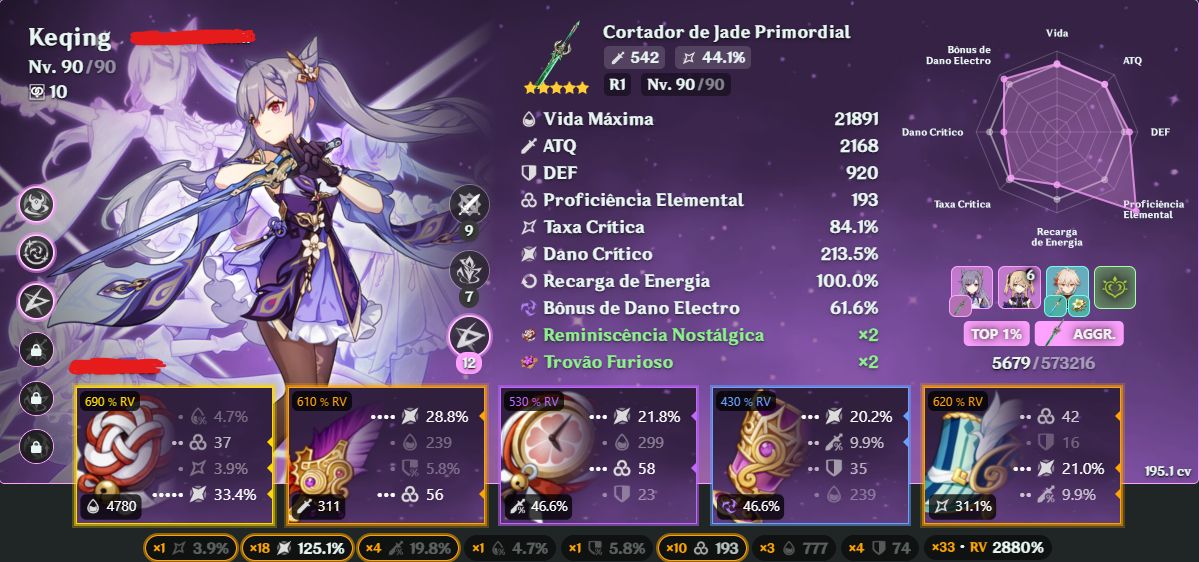 Conta Genshin Impact NA/AR60/28 T5/16 armas/Pity Garantido e Builds Insanas