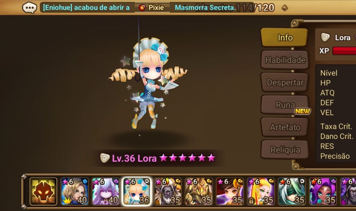 Conta Summoners Wars NAT 5 light Lora (menina oculta dem