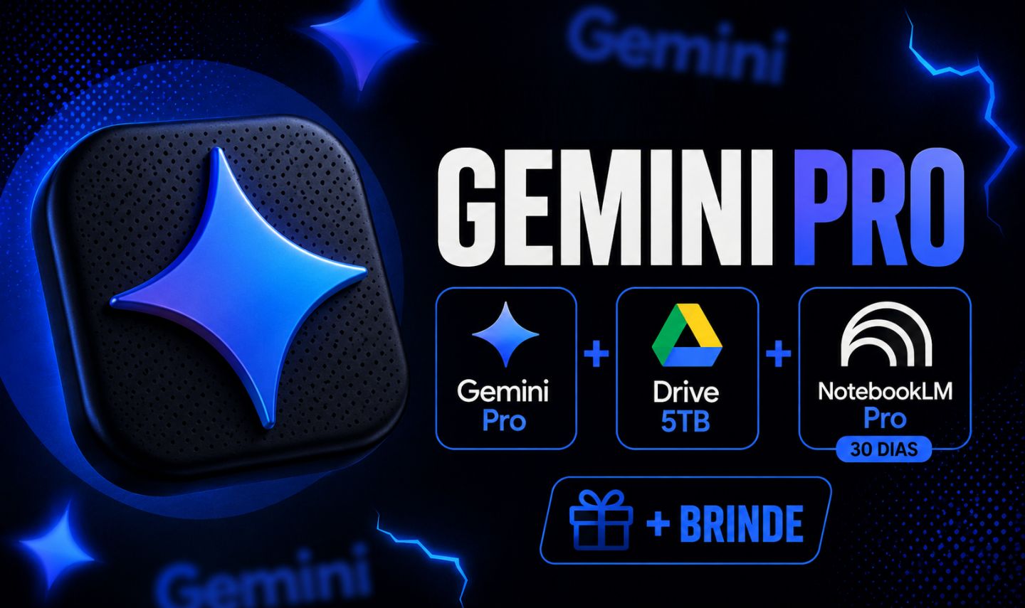 Código de Ativação Gemini Pro + Drive 5TB + NotebookLM Pro