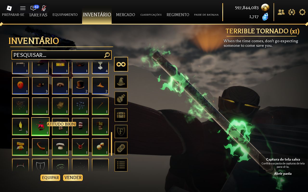CONTA AOT REVOLUTION | GRADE S- | 597M+ GOLD | TERRIBLE TORNADO x11 | DANO TS 33
