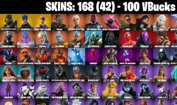 168 Skins, OGSTW (Farm Vbucks), Master chief (mattle black), Lara croft, Loki