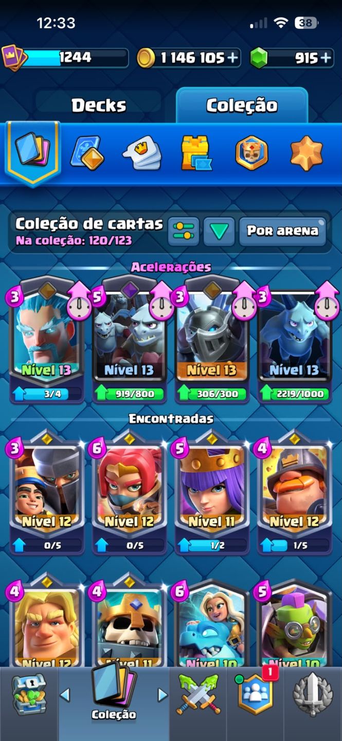 Conta Clash Royale Antiga 1M de GOLD - 900+ GEMAS - EMOTES RAROS - CONTA ANTIGA