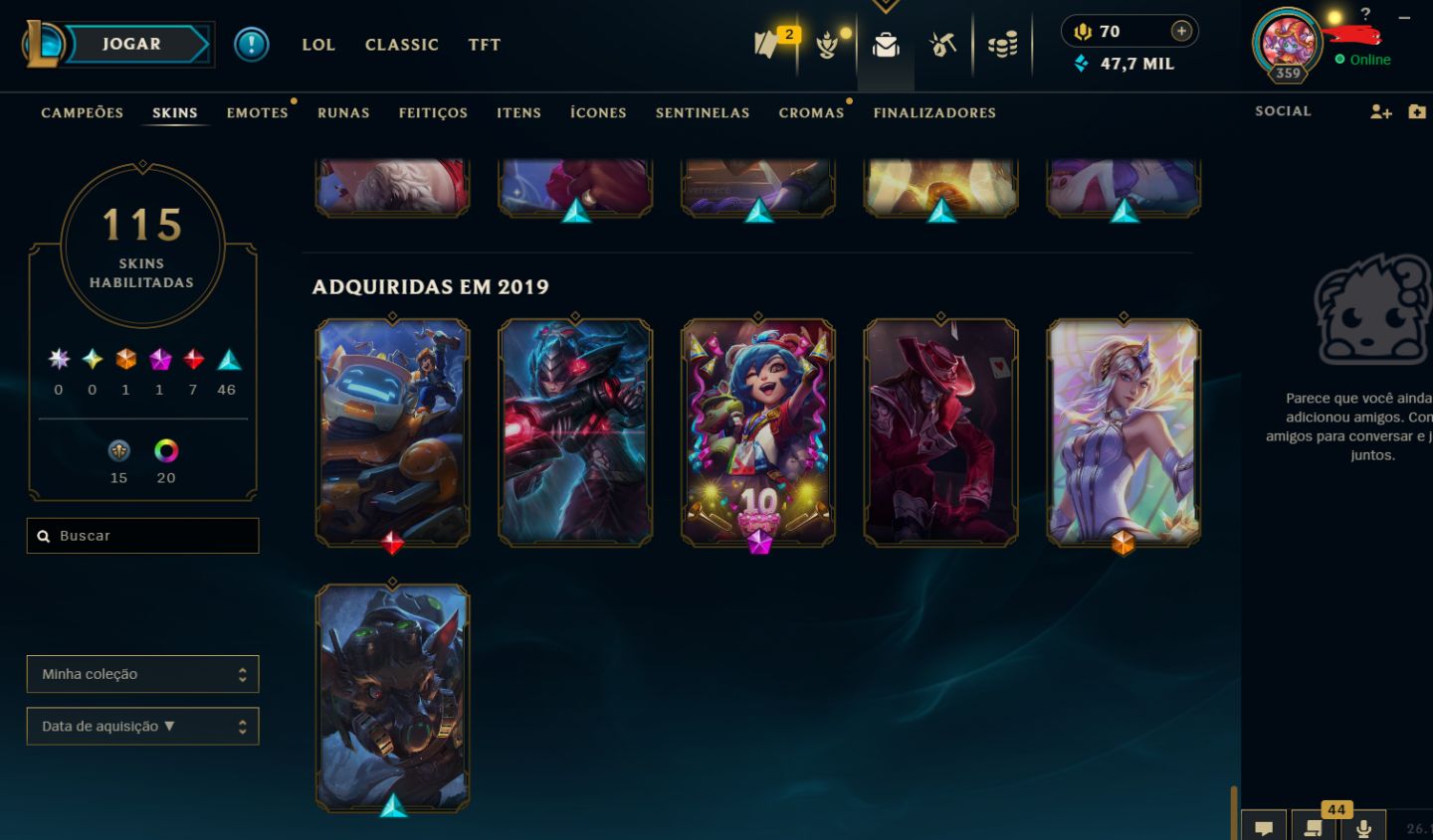 CONTA RIOT PREMIUM: LOL DIAMANTE 4 + CONTA VALORANT BONUS(gratis (2 skins clean)