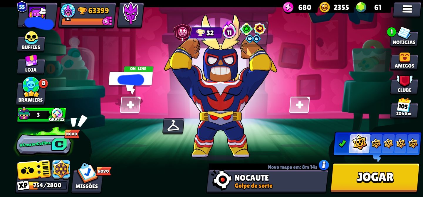 Conta Brawl Stars | 63K+ Troféus | 108/108 Brawlers | 55 prestigios