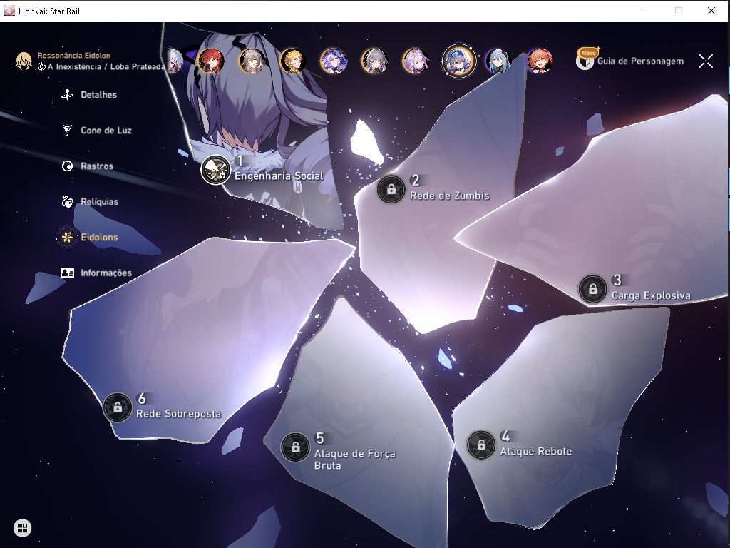Conta Honkai Star Rail com varios personagem 5 Estrelas e alguns com Eidolons