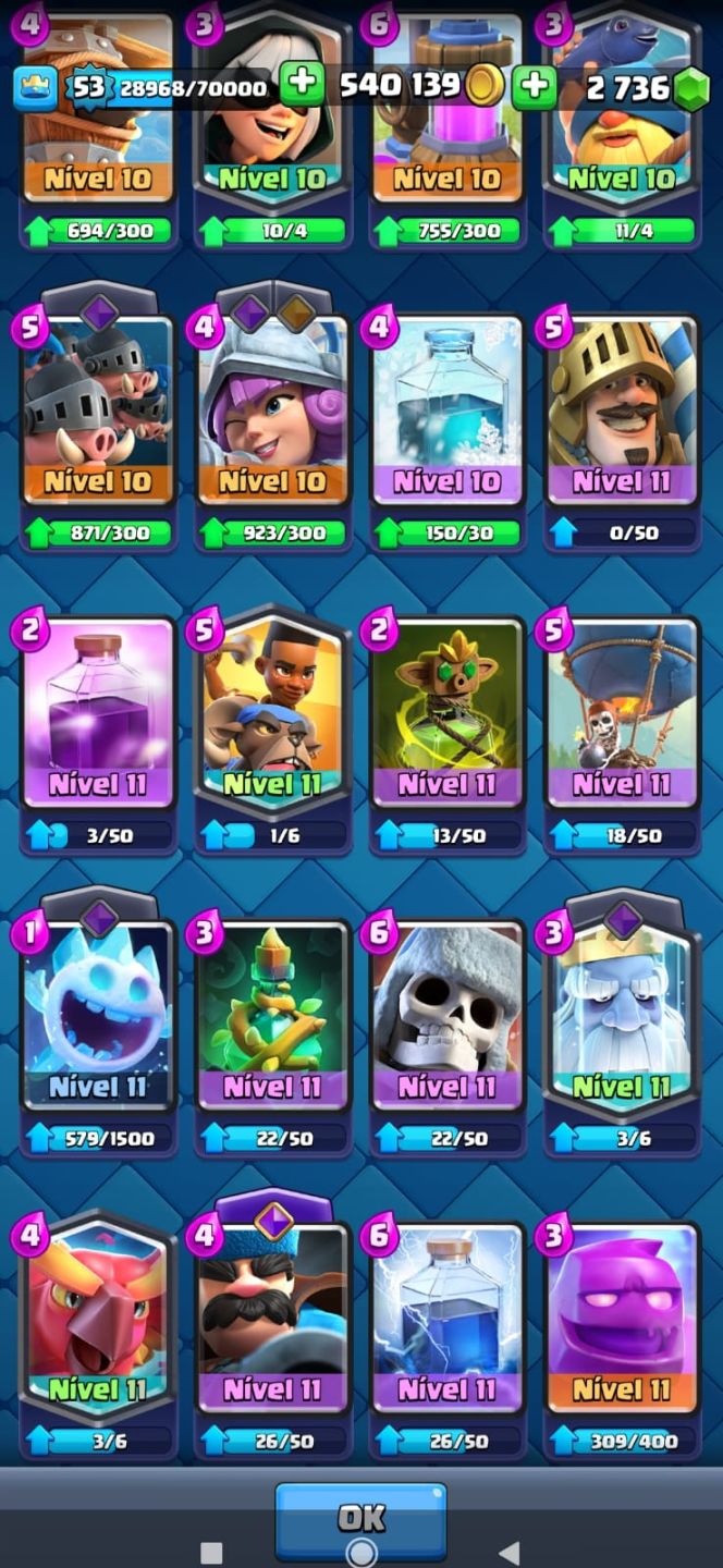 Conta de clash conta com 9k e 500 troféus conta com todas as cartas! Procedência