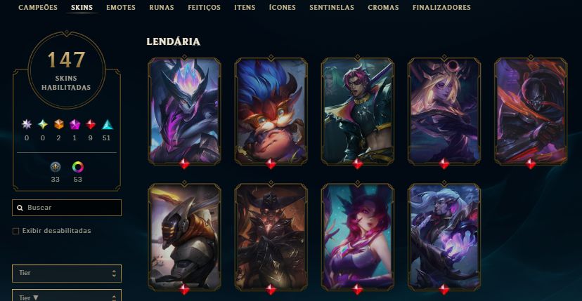CONTA NIVEL 292 / 147 SKINS / MF EXOCÓSMICA/ 9 LENDÁRIAS/ 51 ÉPICAS /TODOS CHAMP