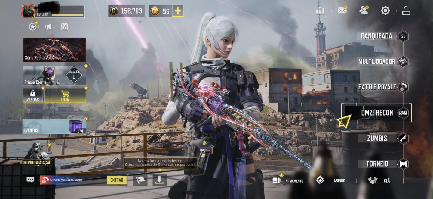 CONTA COD MOBILE COM 3 ARMAS MÍTICAS / 10 LENDÁRIAS / 1 PRESTÍGIO, VÁRIAS SKINS